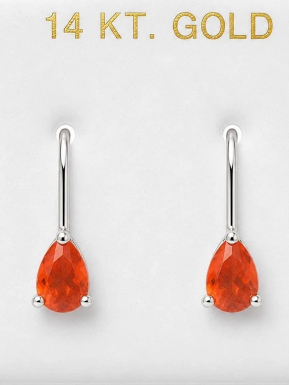 Genuine 1.46 Cts Padparadscha Sapphire Dangling Earrings 14k Solid White Gold